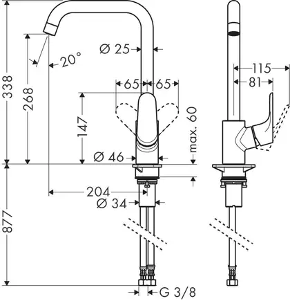 Hansgrohe Focus 260 Кухонный смеситель, стальной (31820800) Hansgrohe Focus 260 Кухонный смеситель, стальной (31820800)