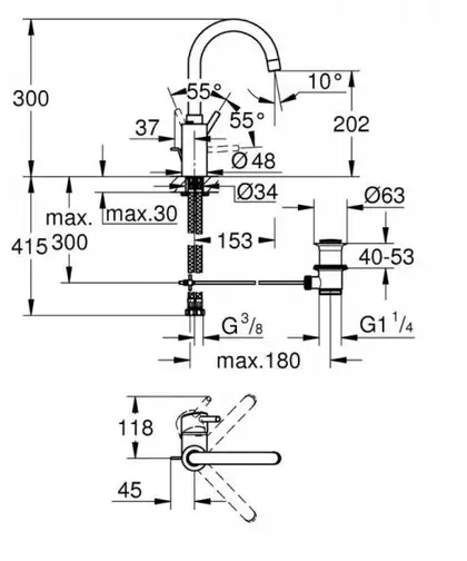 Змішувач для умивальника Grohe Concetto L-Size, хром (32629002)