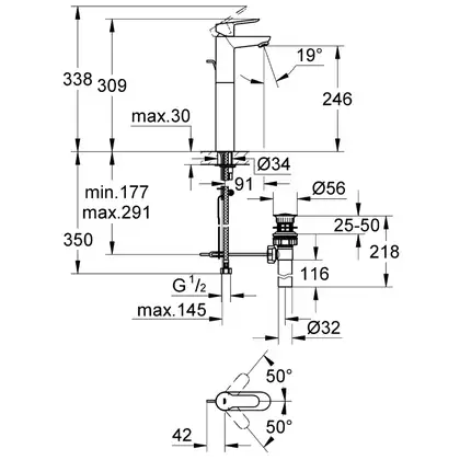 Змішувач для умивальника Grohe BauEdge XL-Size (32860000)