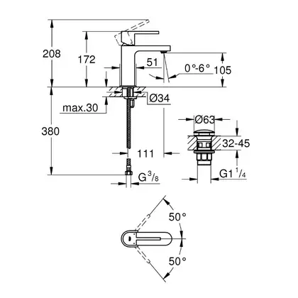 Змішувач для умивальника Grohe Plus, хром (33163003)