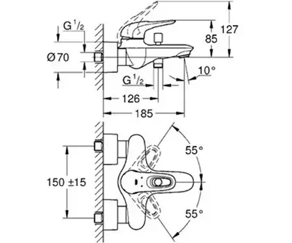 Grohe Eurostyle Змішувач для ванни, хром (33591LS3)
