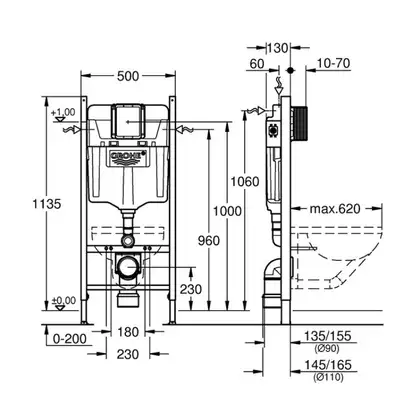 Grohe Rapid SL 3 в 1 Инсталляция для унитаза (3884000G)