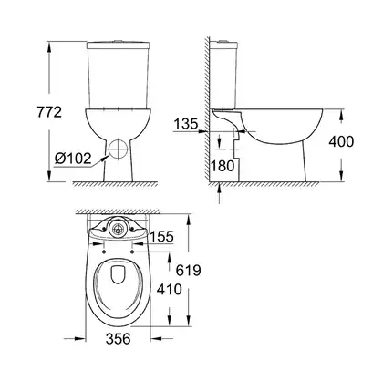 Унітаз для підлоги Grohe Bau Ceramic безободковий, білий (39349000) Унітаз для підлоги Grohe Bau Ceramic безободковий, білий (39349000)