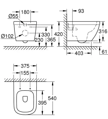 Унітаз підвісний Grohe Euro Ceramic, білий альпін (39538000)