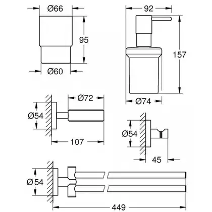 Набір аксесуарів 4 в 1 Grohe Essentials New (40846001) Набір аксесуарів 4 в 1 Grohe Essentials New (40846001)