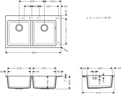 Hansgrohe S510-F770 Кухонная мойка, Concretegrey (43316380)