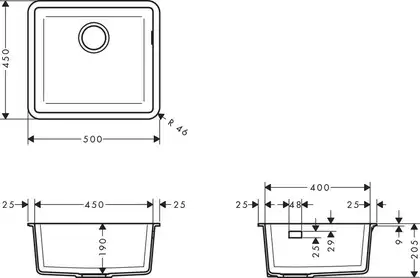 Hansgrohe S510-U450 Мийка кухонна, сірий бетон (43431380) Hansgrohe S510-U450 Мийка кухонна, сірий бетон (43431380)