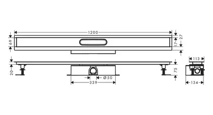 Монтажний комплект для каналів Hansgrohe 50 мм uBox Universal 1200 мм (56027180)