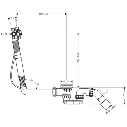 Сифон Hansgrohe Exafill S Basic для нестандартних ванн з наповненням (58116180) Сифон Hansgrohe Exafill S Basic для нестандартних ванн з наповненням (58116180)