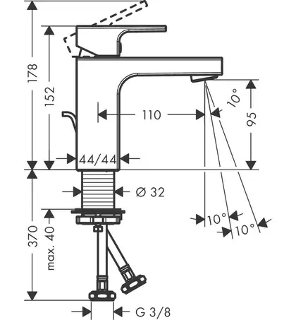 Hansgrohe Vernis Shape 100 Змішувач для умивальника, чорний матовий (71561670)