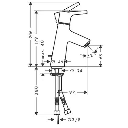 Змішувач для умивальника Hansgrohe Talis S 80 з донним клапаном, хром (72010000) Змішувач для умивальника Hansgrohe Talis S 80 з донним клапаном, хром (72010000)