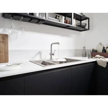 Кухонний змішувач Hansgrohe Talis 270 1jet з витяжним виливом Sbox, сталевий (72809800)