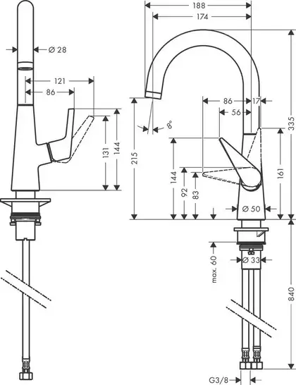 Змішувач для кухні Hansgrohe Talis 220 1Jet, хром (72814000)