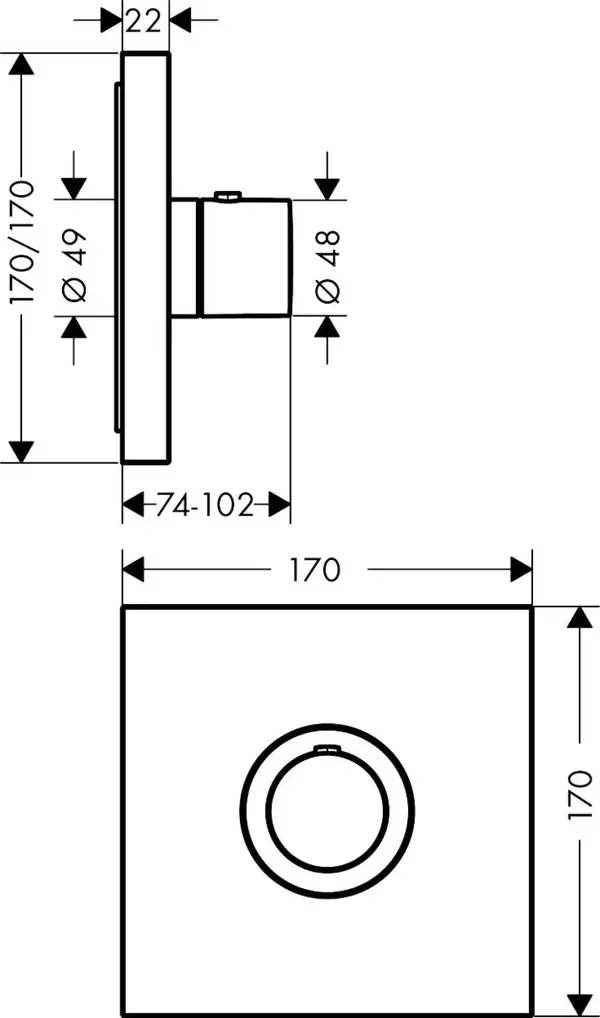 Термостат Axor ShowerSelect Highflow square прихованого монтажу, gold optic (36718990) Термостат Axor ShowerSelect Highflow square прихованого монтажу, gold optic (36718990)
