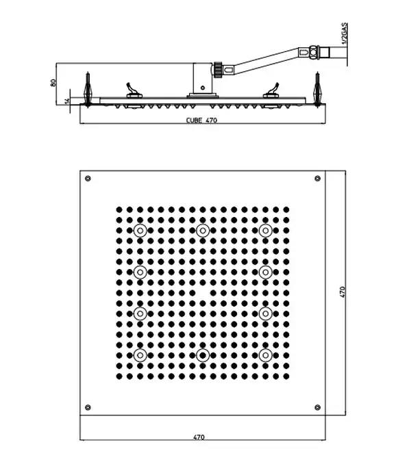 Душова лійка Bossini Dream FLAT light cube 470 10 LED з підсвічуванням, нікель шлифований (H37453000094016)