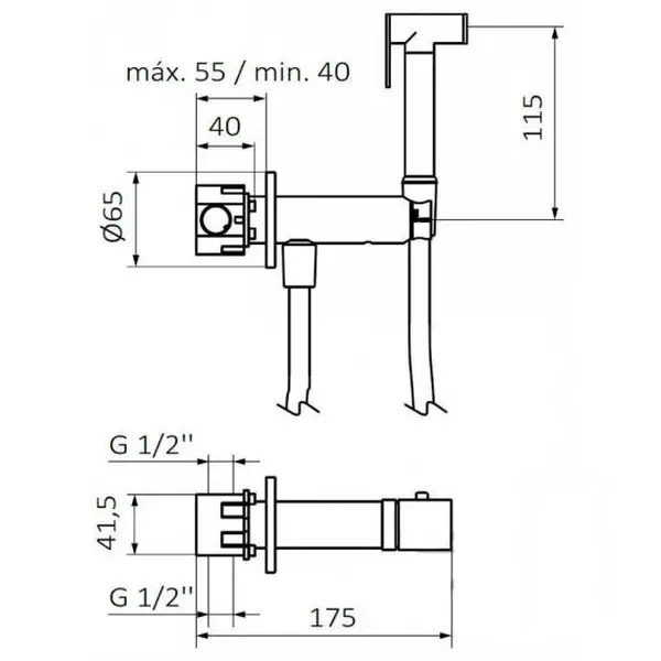 Гігієнічний душ, GRB Intimixer, чорний матовий (08225102) Гігієнічний душ, GRB Intimixer, чорний матовий (08225102)