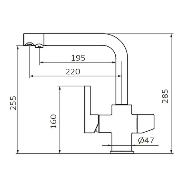 Змішувач для кухні GRB Kitchen 285 мм з виливом для фільтра, хром (51831510)