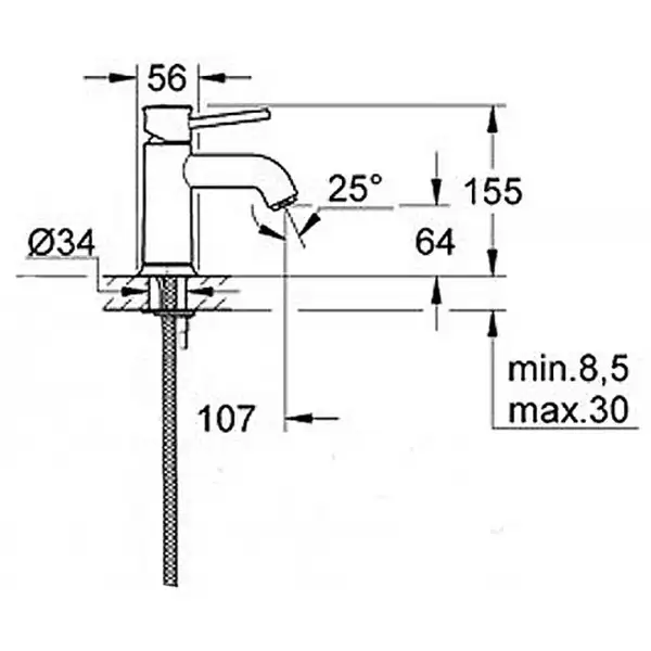 Grohe BauClassic Змішувач для раковини S, хром (23162000) Grohe BauClassic Змішувач для раковини S, хром (23162000)