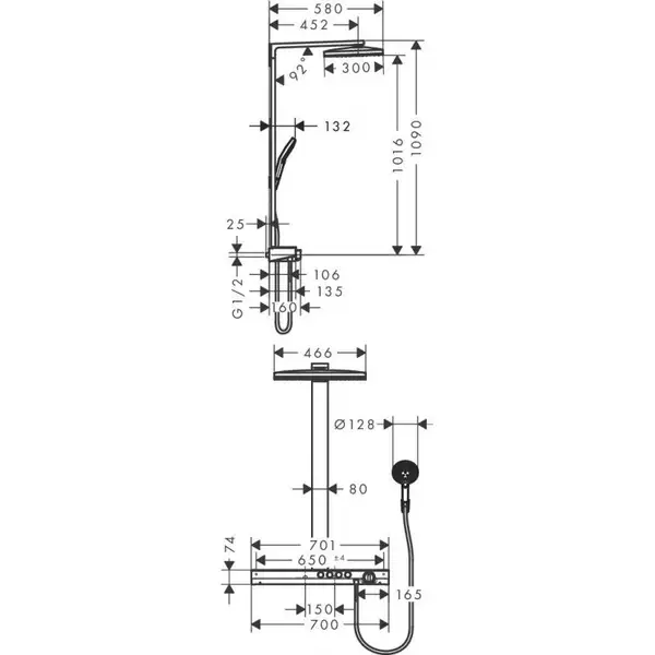 HANSGROHE Душова стійка, Rainmaker Select 460 3jet, хром (27106400)