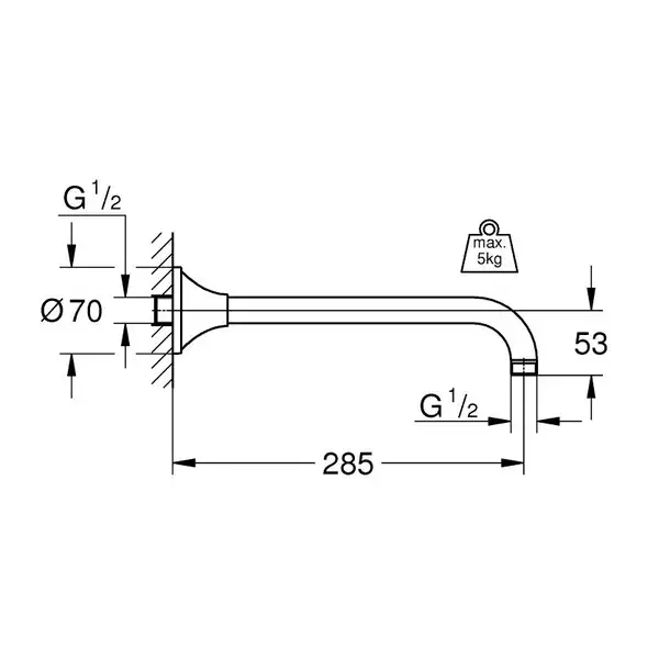 Душовий кронштейн 285 мм Grohe Rainshower Grandera (27986000) Душовий кронштейн 285 мм Grohe Rainshower Grandera (27986000)