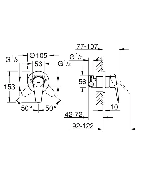Одноважільний змішувач для душу Grohe BauEdge New (29040001)