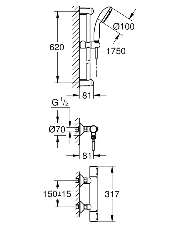 Термостат для душу Grohe Grohtherm 500, хром (34796000)