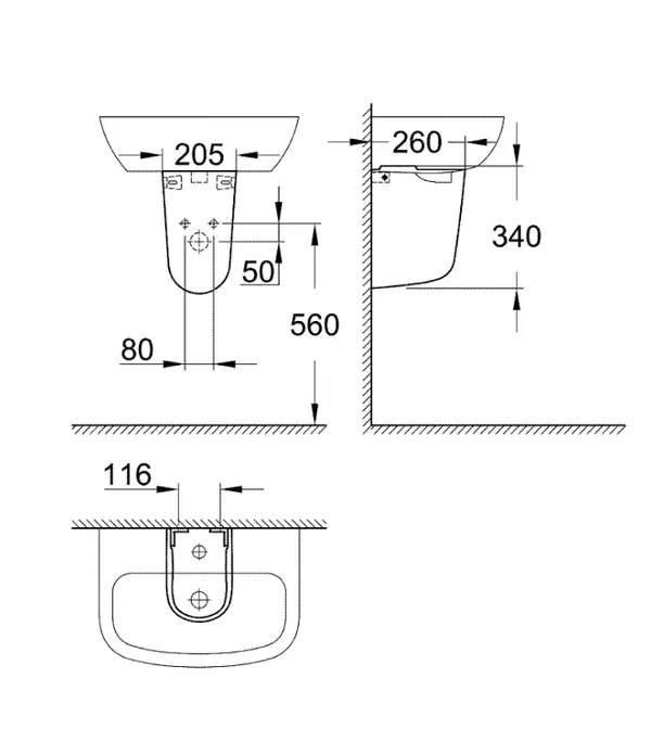 Grohe Bau Ceramic Полуп'єдестал для умивальника, білий (39426000) Grohe Bau Ceramic Полуп'єдестал для умивальника, білий (39426000)