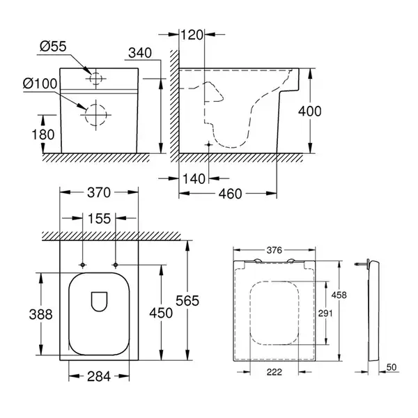 Grohe Cube Ceramic Унитаз напольный, белый (3948500H_39488000) Grohe Cube Ceramic Унитаз напольный, белый (3948500H_39488000)