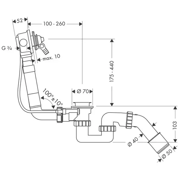 Система контролю слив / налив Hansgrohe Exafill (58125180) Система контролю слив / налив Hansgrohe Exafill (58125180)