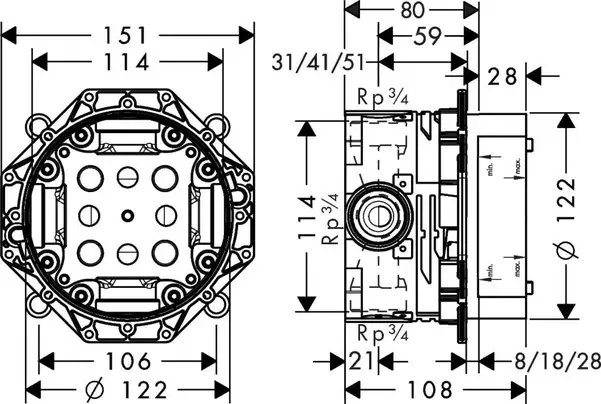Hansgrohe Novus Змішувач душовий прихований, хром (71065180) Hansgrohe Novus Змішувач душовий прихований, хром (71065180)