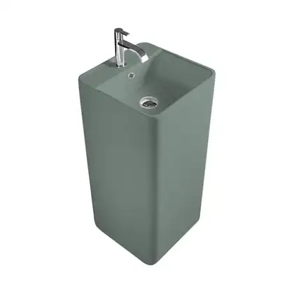 Nic-Design Умивальник окремо стоячий Nic Design Semplice 40х40х85 см з отвором під змішувач, злив у стіну, Salvia матовий (001371067) Nic-Design Умивальник окремо стоячий Nic Design Semplice 40х40х85 см з отвором під змішувач, злив у стіну, Salvia матовий (001371067)