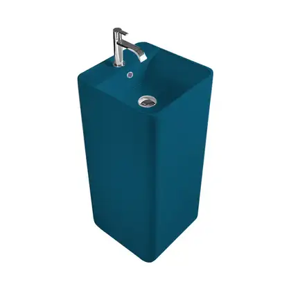 Nic-Design Умивальник окремо стоячий Nic Design Semplice 40х40х85 см з отвором під змішувач, злив у стіну, Denim глянець (001371076) Nic-Design Умивальник окремо стоячий Nic Design Semplice 40х40х85 см з отвором під змішувач, злив у стіну, Denim глянець (001371076)