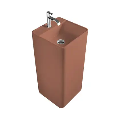 Nic-Design Умивальник окремо сточячий Nic Design Semplice 40х40х85 см з отвором під змішувач, зі зливом в підлогу, Fard глянець (001374072) Nic-Design Умивальник окремо сточячий Nic Design Semplice 40х40х85 см з отвором під змішувач, зі зливом в підлогу, Fard глянець (001374072)
