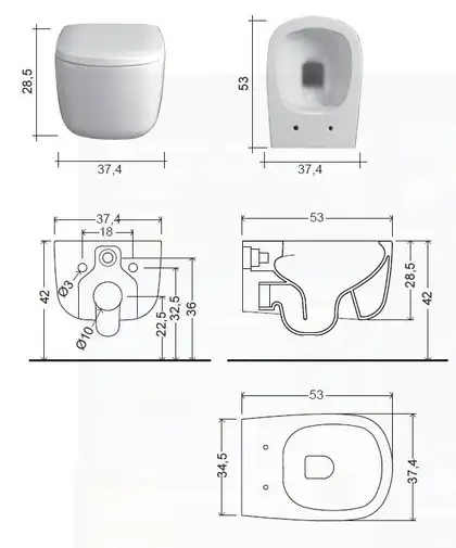 Унітаз підвісний Nic Design Ovvio, білий матовий (003479003) Унітаз підвісний Nic Design Ovvio, білий матовий (003479003)