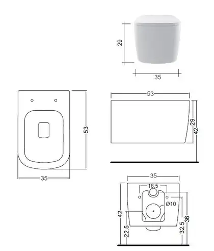 Nic-Design Унітаз підвісний Nic Design Semplice 35x53x29h, білий матовий (003699003) Nic-Design Унітаз підвісний Nic Design Semplice 35x53x29h, білий матовий (003699003)