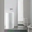 Nic-Design Умивальник окремо стоячий Nic Design Ovvio 45х85 см без переливу, зі зливом в підлогу, білий матовий (001453003)
