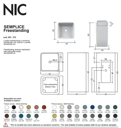 Nic-Design Умивальник окремо стоячий Nic Design Semplice 40х40х85 см без переливу, зі зливом в стіну, Antracite матовий (001372013) Nic-Design Умивальник окремо стоячий Nic Design Semplice 40х40х85 см без переливу, зі зливом в стіну, Antracite матовий (001372013)