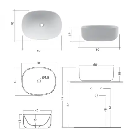 Nic-Design Умивальник на стільницю Nic Design Semplice 50х40х15 см, Cemento матовий (001375047) Nic-Design Умивальник на стільницю Nic Design Semplice 50х40х15 см, Cemento матовий (001375047)
