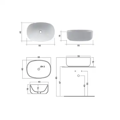 Nic-Design Умивальник на стільницю Nic Design Semplice 55х40х15 см, Argilla матовий (001376052) Nic-Design Умивальник на стільницю Nic Design Semplice 55х40х15 см, Argilla матовий (001376052)
