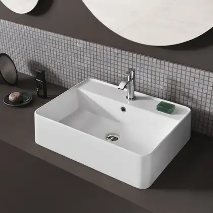 Nic-Design Умивальник на стільницю Nic Design Semplice 60х45х16 см з отвором під змішувач, білий матовий C/F (001384003 CF) Nic-Design Умивальник на стільницю Nic Design Semplice 60х45х16 см з отвором під змішувач, білий матовий C/F (001384003 CF)