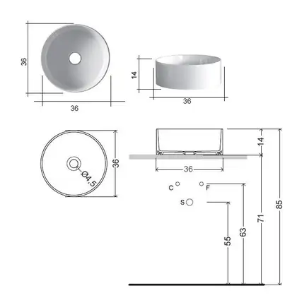 Nic-Design Умивальник на стільницю Nic Design Ovvio 36х14 см, білий глянець (001448001) Nic-Design Умивальник на стільницю Nic Design Ovvio 36х14 см, білий глянець (001448001)
