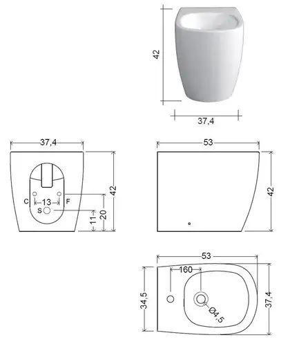 Nic-Design Біде підлогове Nic Design Ovvio 37,4х53х42 см, Argilla матовий (004432052) Nic-Design Біде підлогове Nic Design Ovvio 37,4х53х42 см, Argilla матовий (004432052)