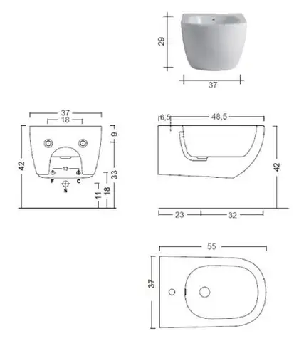 Nic-Design Nic Design Pin Біде підвісне, білий глянець (004706001) Nic-Design Nic Design Pin Біде підвісне, білий глянець (004706001)
