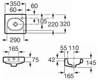 Умивальник підвісний Roca Meridian-N Compacto 35х32 (A327249000) Умивальник підвісний Roca Meridian-N Compacto 35х32 (A327249000)