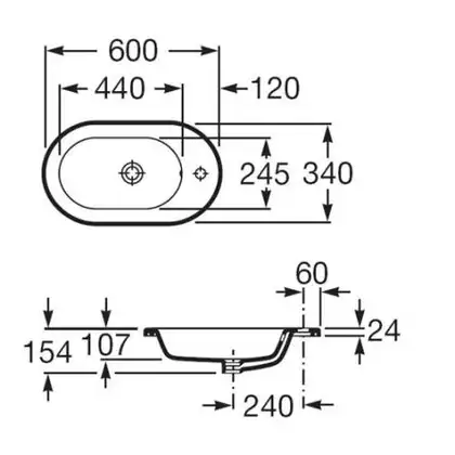 Умивальник накладний Roca Meridian-N 60х34х (A32724E000)