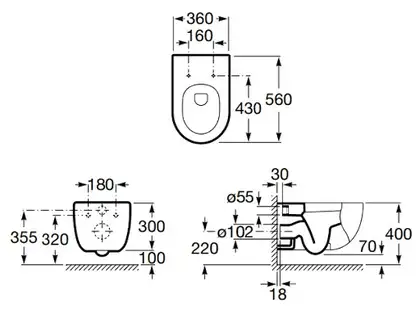 Унітаз підвісний Roca Meridian-N Rimless 56х36 (A34624L000) Унітаз підвісний Roca Meridian-N Rimless 56х36 (A34624L000)