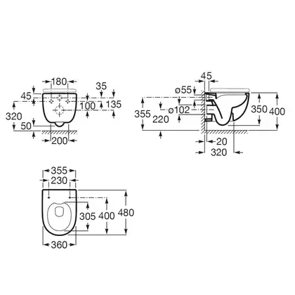 Roca Meridian Унитаз подвесной Rimless, белый (A34H242000) Roca Meridian Унитаз подвесной Rimless, белый (A34H242000)