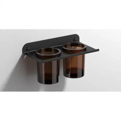 Тримач двох склянок Sonia Quick Black 240х131х131 мм алюміній, чорний матовий (185320)