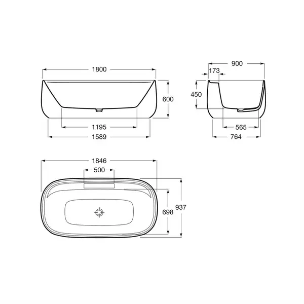Ванна з штучного каменю Surfex Roca Beyond 180х90, з сифоном (A248453000) Ванна з штучного каменю Surfex Roca Beyond 180х90, з сифоном (A248453000)