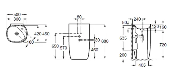 Умивальник окремо стоячий Roca Beyond Fineceramic 50х45 (A3270B0000)